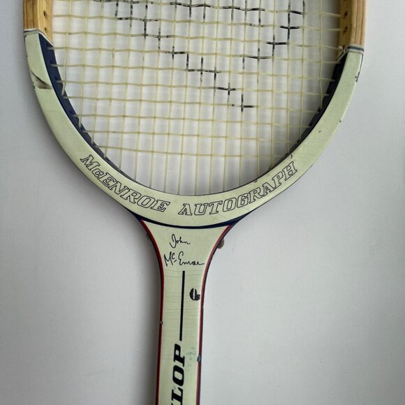 Vintage John McEnroe Dunlop Autograph Wooden Tennis Racquet with Original Cover - Picture 10 of 12